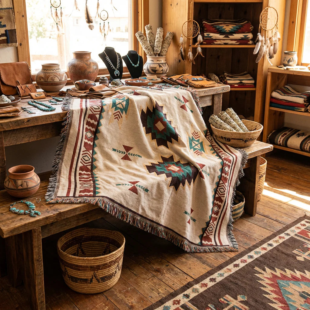 BlueFeather Woven Tapestry Blanket
